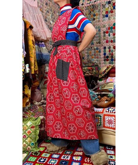 70s design house bandanna print apron dress