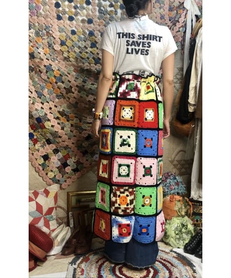 granny square skirt black