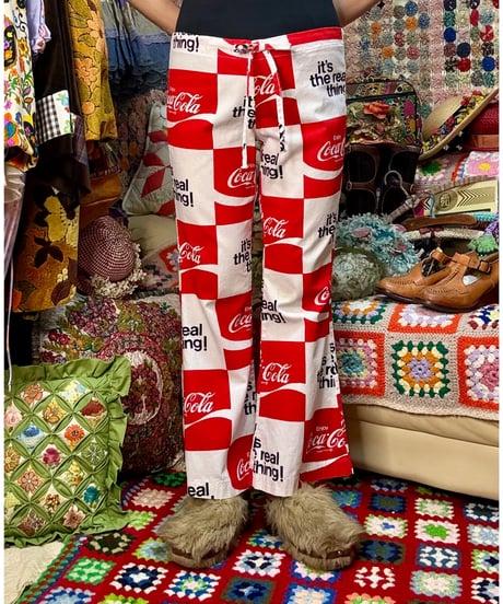 70s coca-cola print cotton pants