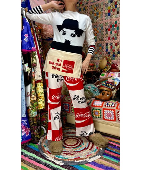 70s coca-cola print cotton pants