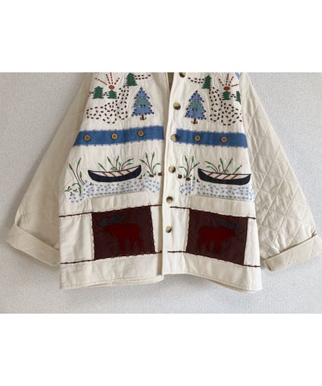 forest motif quilting jacket