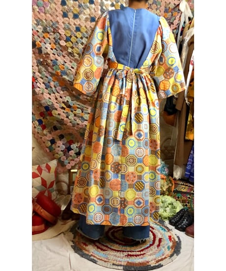 70's patchwork print one-piece ②