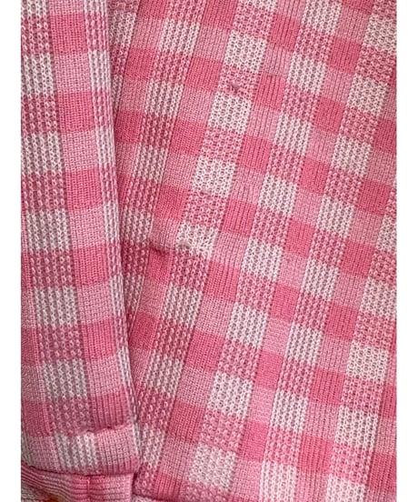 70s gingham polyester 2pc（jacket & pants）