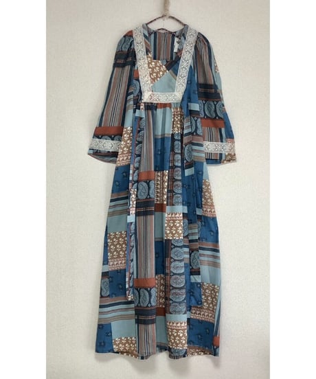 70's patchwork print dress