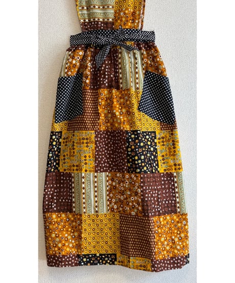 70s patchwork print apron dress