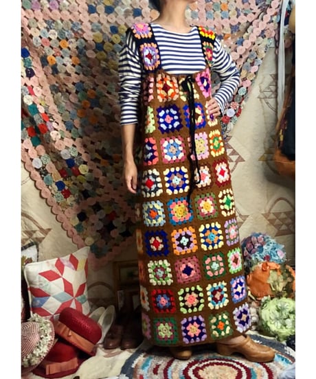 granny square one-piece brown