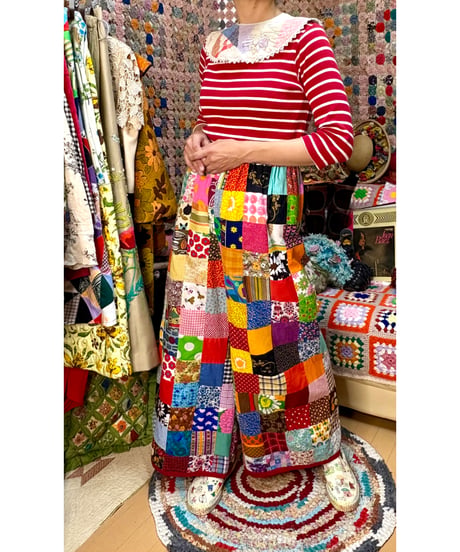 patchwork super wide leg pants