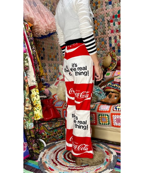 70s coca-cola print cotton pants