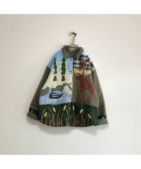 patchwork animal motif quilting jacket