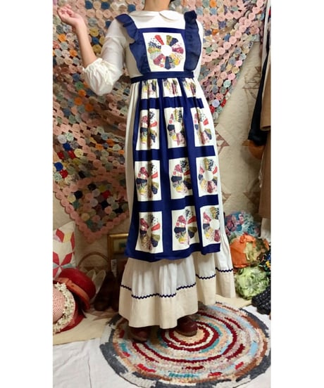 70s patchwork print apron dress