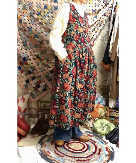 corduroy flower one-piece