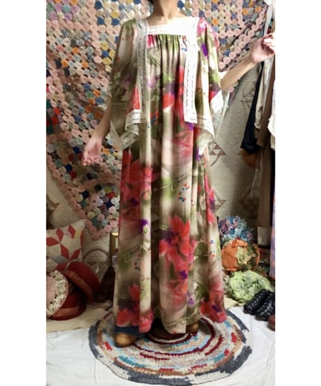 60-70's flower lace dress