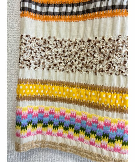 70s embroidered ribbon work skirt