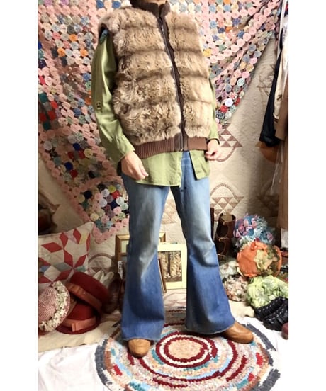 70-80's hansa branta by stearns faux fur down vest