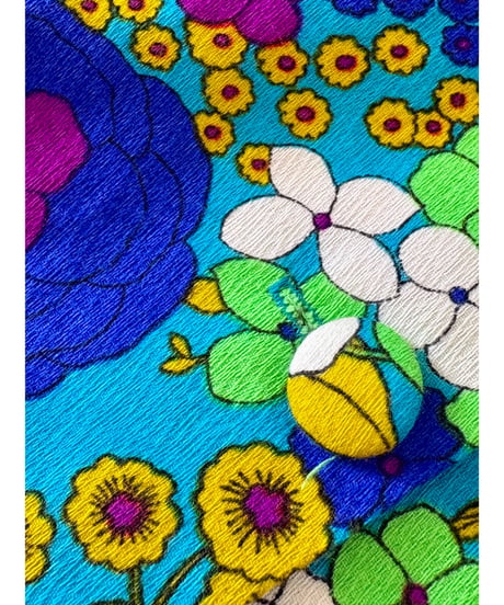 60-70s  balloon sleeve flower hawaiian dress