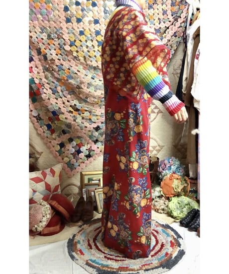 70's flower cotton dress