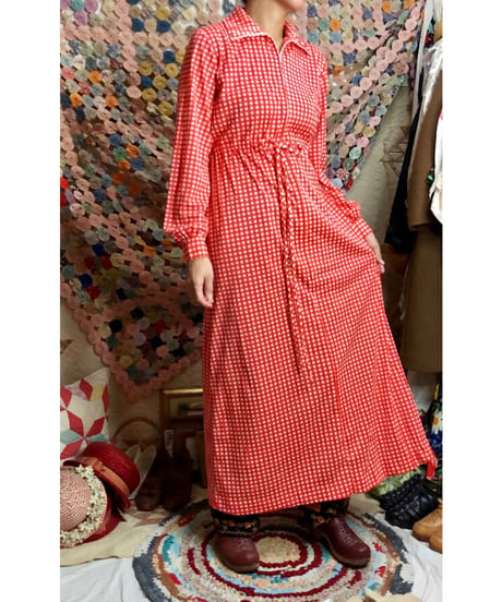 70s checkered polyester dress