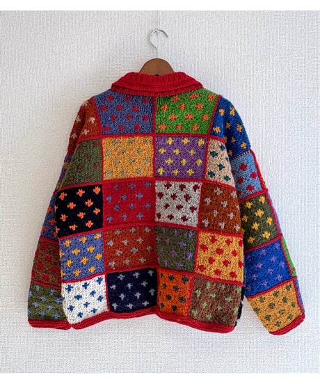 patchwork design ecuador knit cardigan