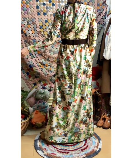 60-70s floral oriental dress