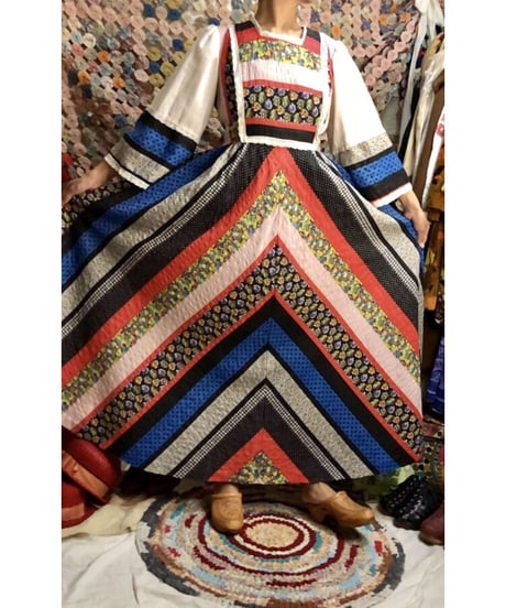 70's patchwork print one-piece