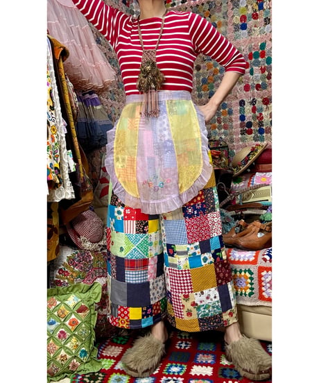 patchwork super wide leg pants