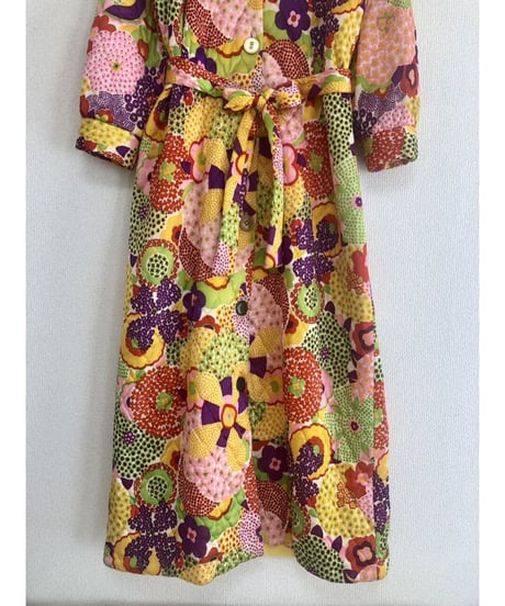 60's quilted flower robe