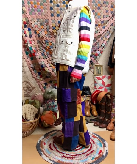 corduroy patchwork pants