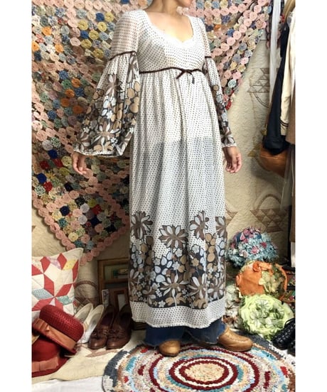 botanical flare sleeve one-piece