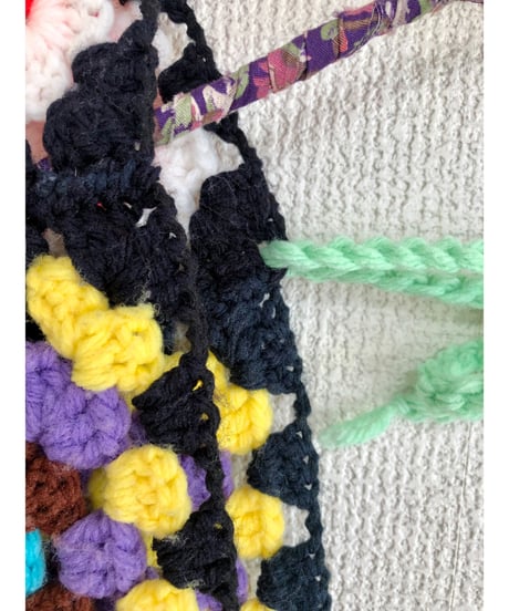 granny square vest black×green