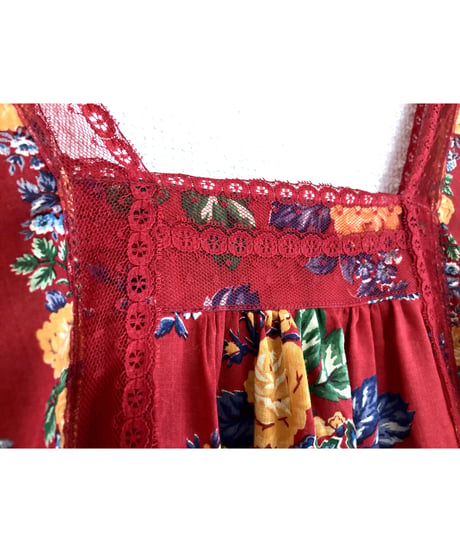 70's flower cotton dress