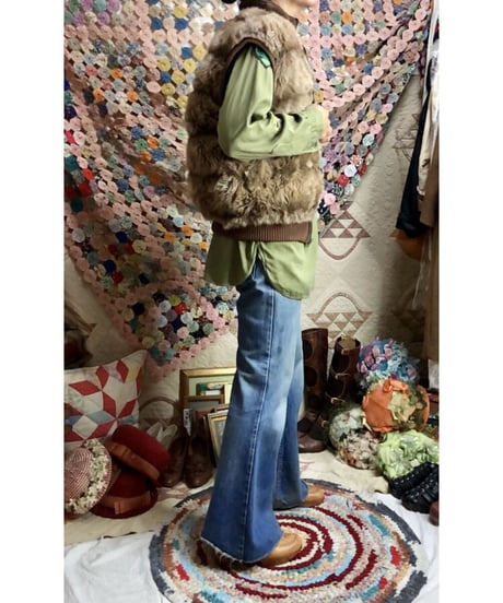 70-80's hansa branta by stearns faux fur down vest