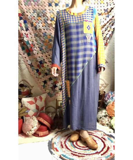 plaid beads rayon dress