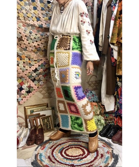 granny square skirt white