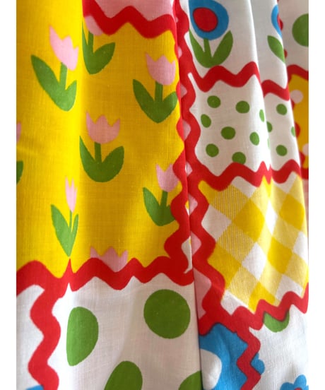 patchwork print super wide leg pants A（70s fabric）