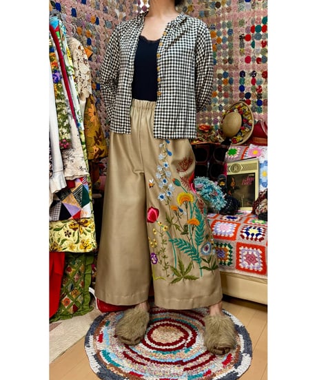 hand embroidered super wide leg pants