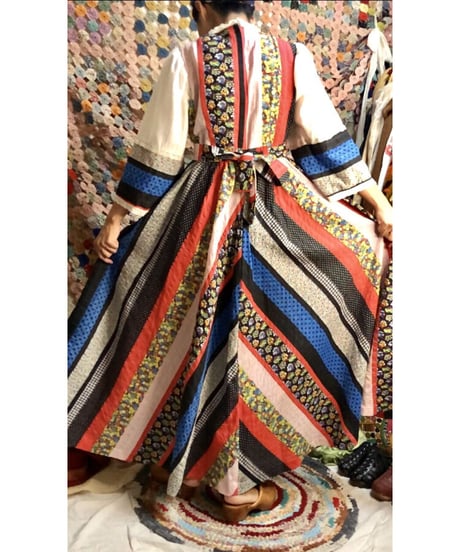 70's patchwork print one-piece