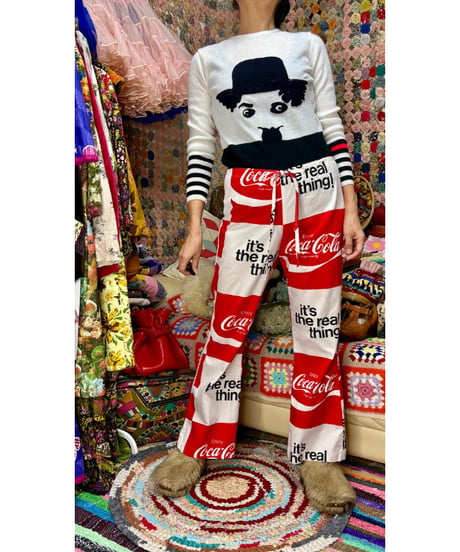 70s coca-cola print cotton pants