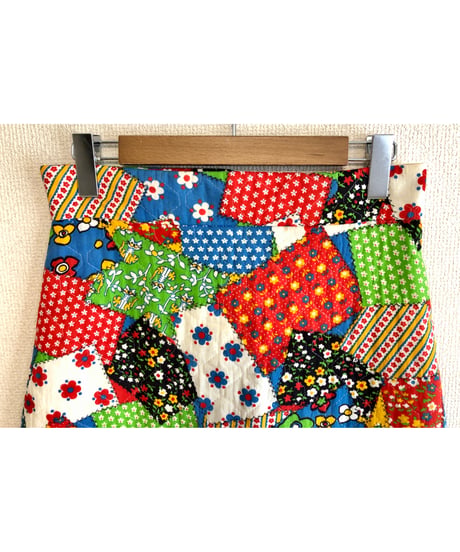 70s patchwork print quilting skirt