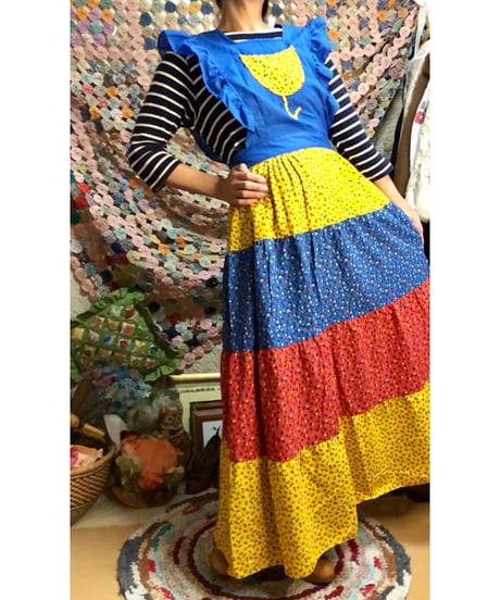 70s tiered apron dress