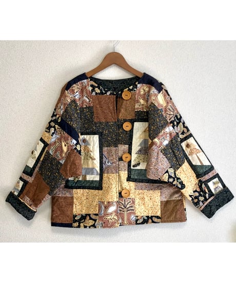 tree motif patchwork jacket