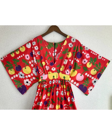 70s fruits and flower dress