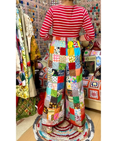patchwork super wide leg pants