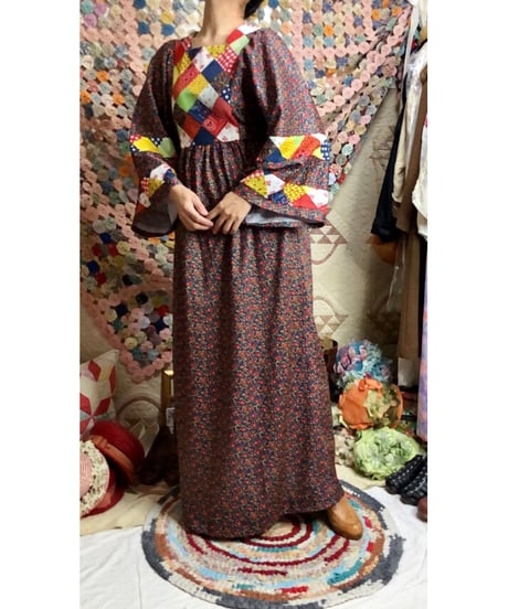 70's patchwork print dress