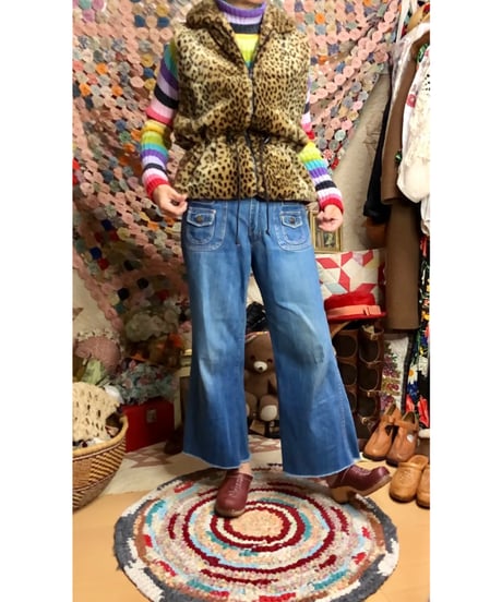 80s faux fur leopard vest