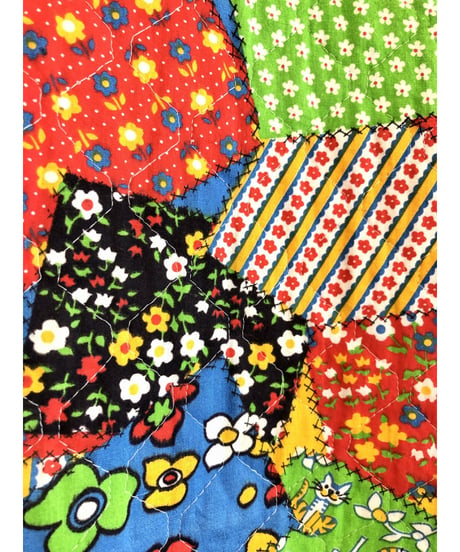 70s patchwork print quilting skirt