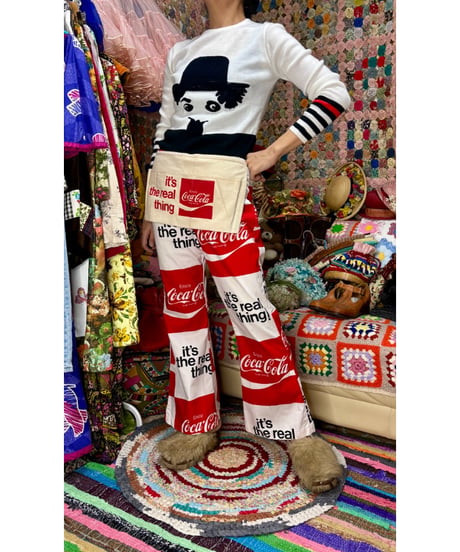 70s coca-cola print cotton pants