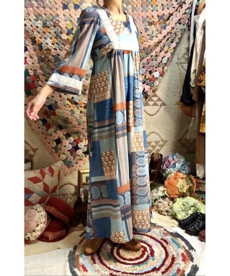 70's patchwork print dress
