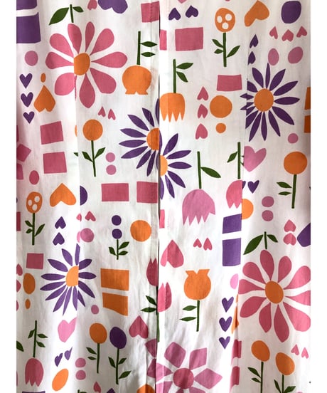 60-70's flower print cotton dress