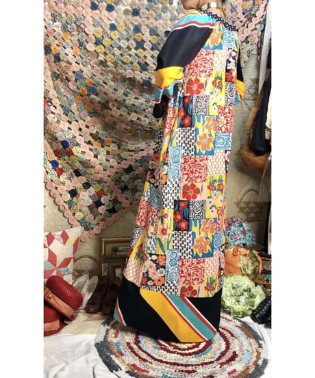 1960-70's patchwork print one-piece