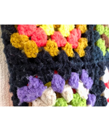 granny square vest black×green